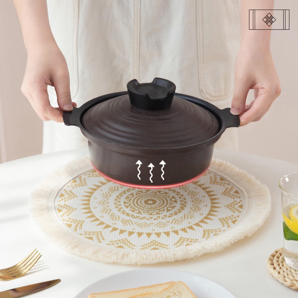Lót đĩa dệt Cotton thô phong cách Mandala Thảm Vintage
