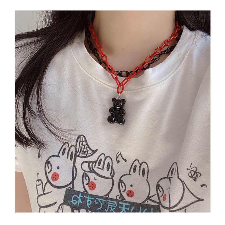 Vòng Cổ Choker Dài Bằng Acrylic Màu Sắc Kẹo Ngọt Phong Cách Hip Hop