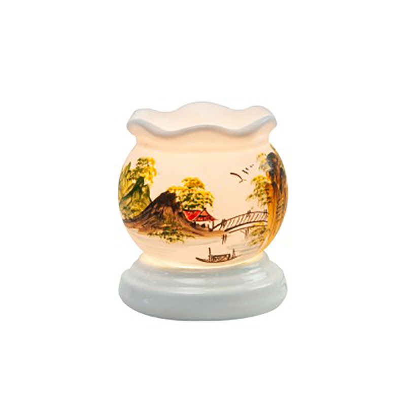 Đèn xông tinh dầu gốm sứ hoa văn cao cấp 12cm