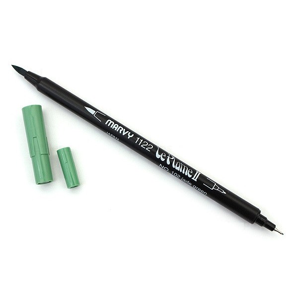 Bút lông đầu cọ viết calligraphy Marvy Le Plume II Double-Sided Watercolor Marker - Màu xanh lá (Jade Green - 102)