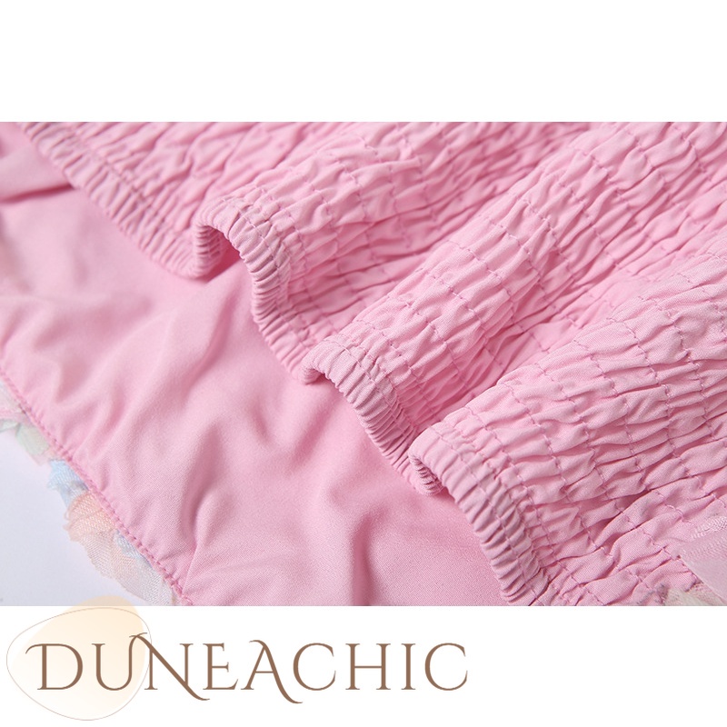 DUNEA Áo Ống Hở Lưng Họa Tiết Hoa Ngọt Ngào Cho Nữ