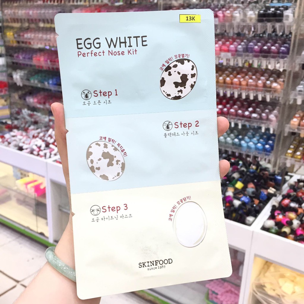 [ THANH LÝ ] Set lột mụn 3 bước Skinfood Egg White Perfect Nose Kit Hàn Quốc