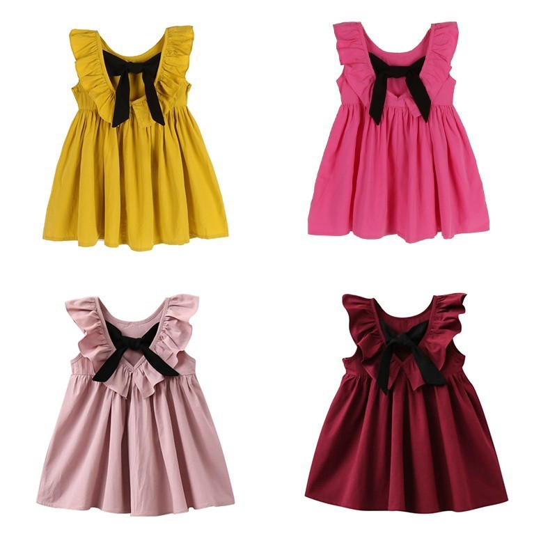 Đầm Bé Gái Thắt Nơ Eo