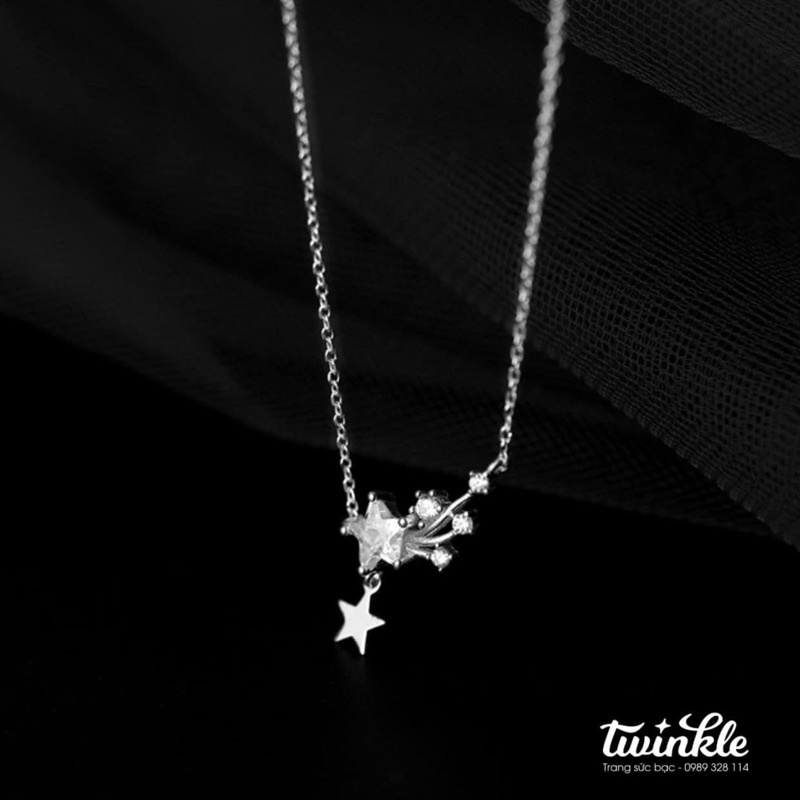 Dây chuyền bạc 925 CAO CẤP mặt hình cỏ 4 lá đính đá lấp lánh dạng mảnh dành cho nữ - Made Twinkle Silver