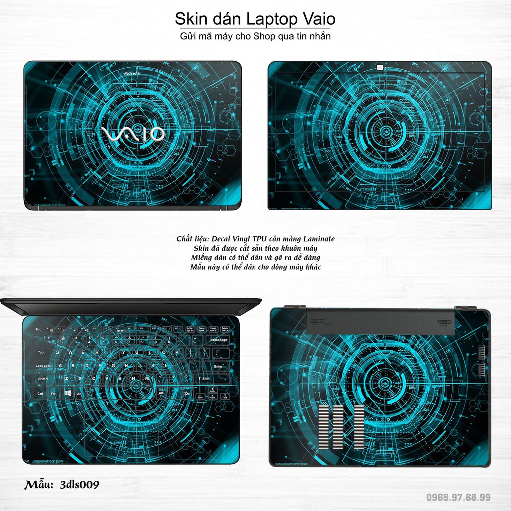 Skin dán Laptop Sony Vaio in hình 3D Abstract (inbox mã máy cho Shop)