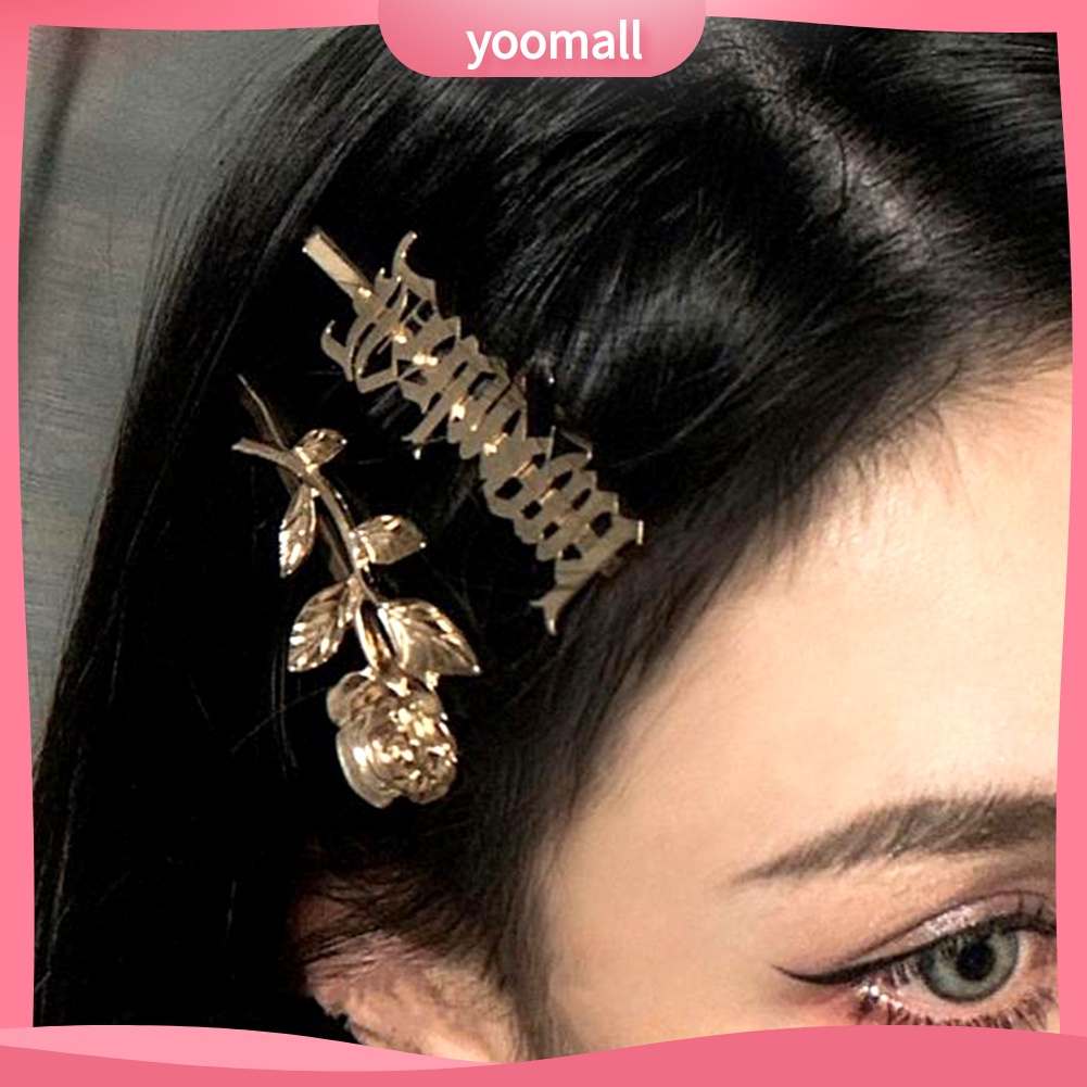 Set 2 Kẹp Tóc Hình Hoa Hồng Thời Trang Cho Nữ