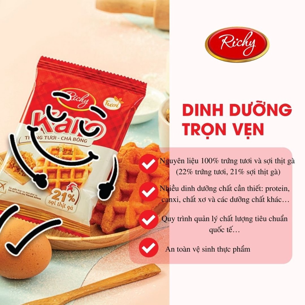 Combo Bánh Richy Kenju Hành Kem Dẻo 300g và Bánh Tươi Karo 156g