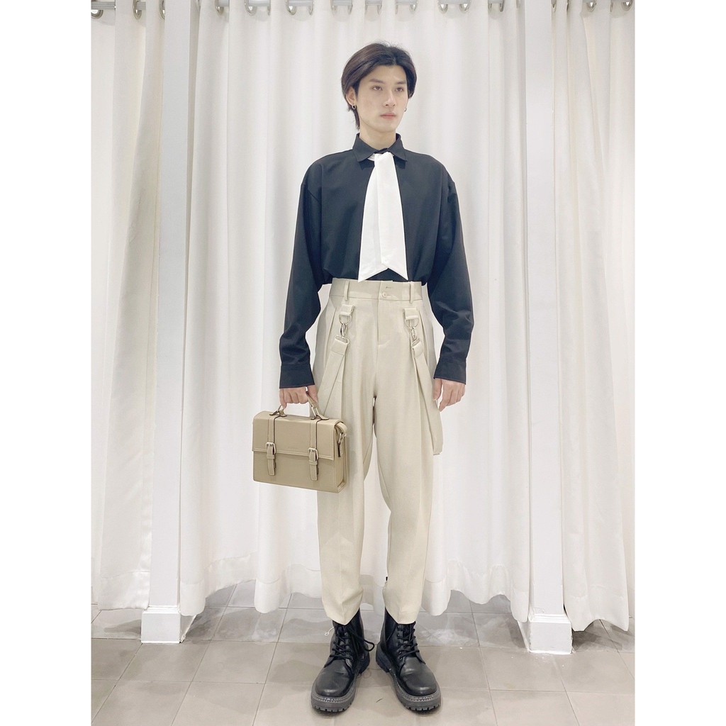 BLANKESPACE Quần Ống Xuông Clown Beige Pants Vải Cotton Sợi Chéo Thời Trang Nam Nữ Unisex
