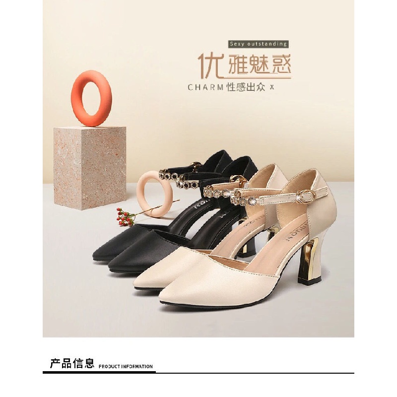 Giày Cao Gót Bít Mũi Bằng Da Thật Đính Đá Thời Trang Mùa Hè 33/42 Dành Cho Nữ