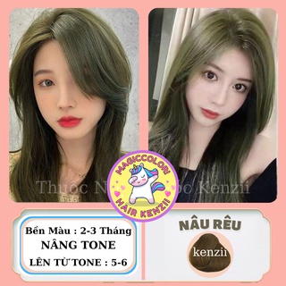 Thuốc Nhuộm Tóc Nâu Rêu Tặng Oxy Trợ Nhuộm Găng Tay Mũ Chùm Kenzii Lên Từ Tone Nâu 5 - 6
