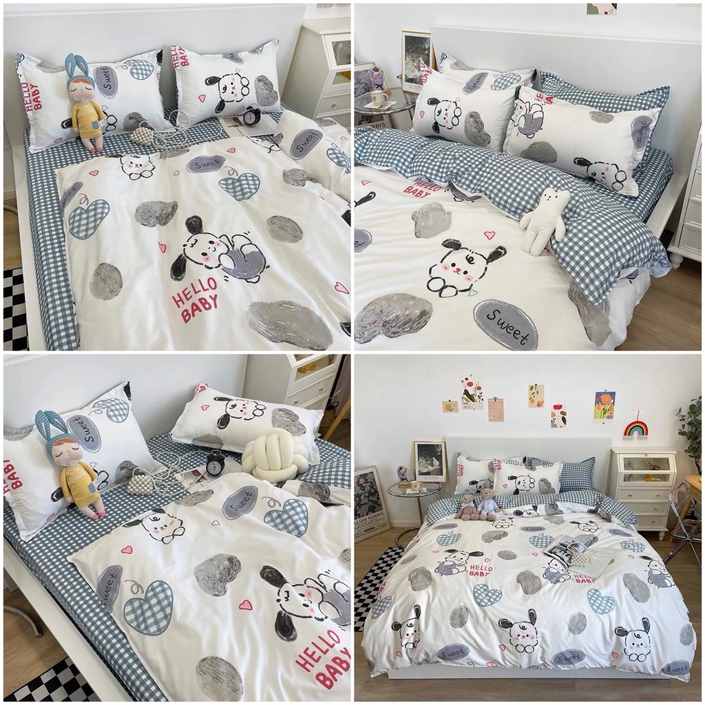 Bộ chăn ga gối chất cotton poly nhập khẩu họa tiết hoa lá cành - chăn ga Hàn Quốc đủ size miễn phí bo chun | BigBuy360 - bigbuy360.vn