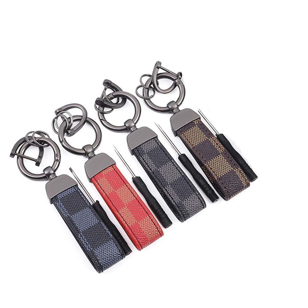 Móc khóa dây da PU có vòng giữ kim loại sang trọng dành cho cả nam và nữ