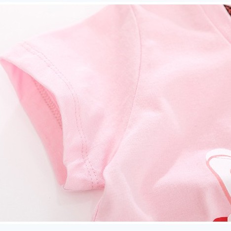 Mã 52002 áo phông bé gái hình thỏ thời trang có đính diềm bèo duyên dáng của Little maven