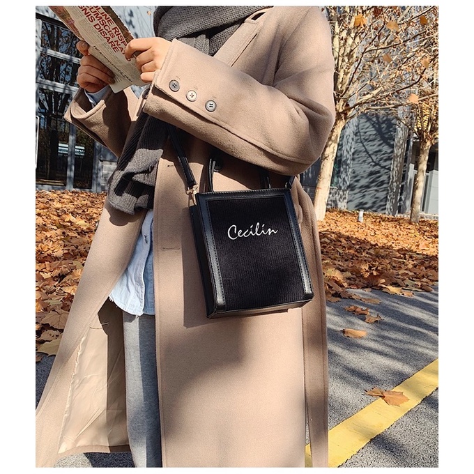 Túi đeo vai/đeo chéo nữ Cecilia mặt nỉ nhung