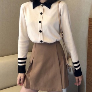 Áo Len Nữ Dài Tay Cổ Bẻ Thời Trang Hàn