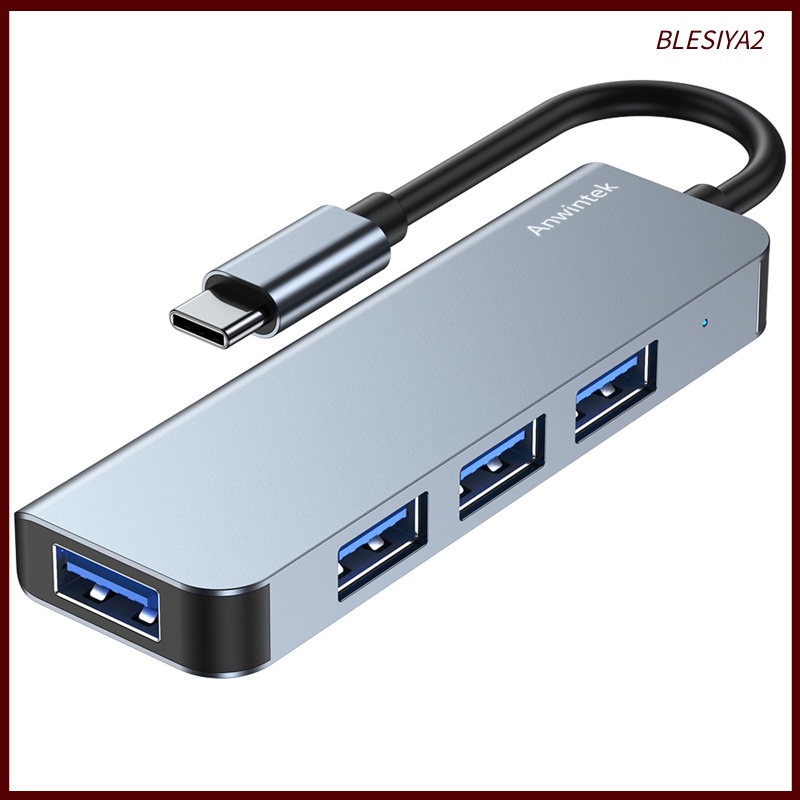 [BLESIYA2] USB-C Type C to USB 3.0 USB 2.0 4 Port Hub Adapter Splitter Expansion Silver