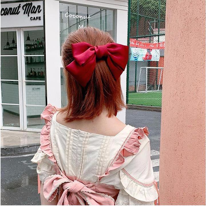 Cài tóc nơ buộc tóc cô bé khăn đỏ phong cách tiểu thư Hàn Quốc cosplay