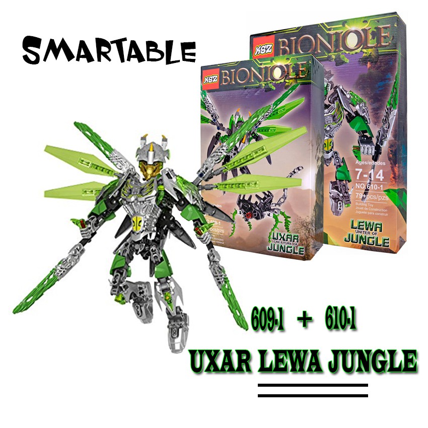 Đồ chơi lắp ráp KSZ Bionicle Lewa &amp; Uxar Jungle Unity Set kết hợp của 609-1 và 610-1 chất liệu nhựa ABS New4all Unboxing