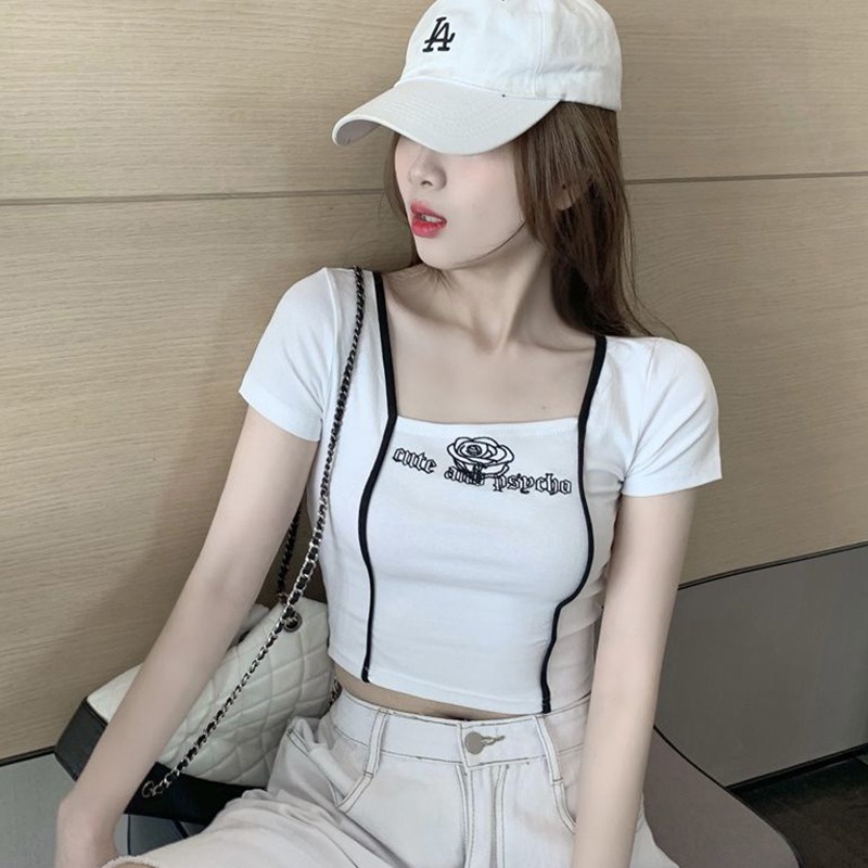 Áo Thun Tay Ngắn Dệt Kim Dáng Ôm Thời Trang Mùa Hè Cho Nữ