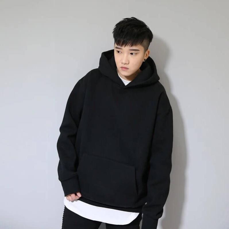 có bigsize đến hơn 100kg vải nỉ bông dày mịn ÁO HOODIE TRƠN MÀU ĐEN CAO CẤP