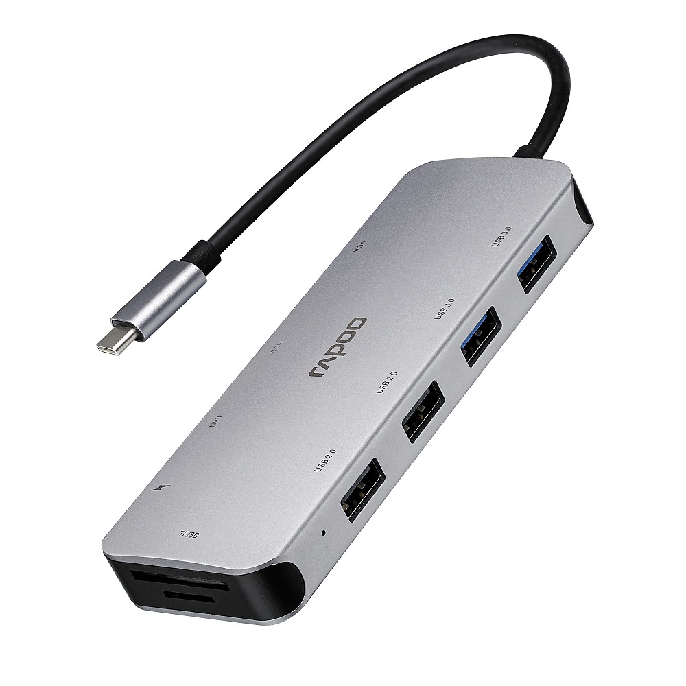 [Mã ELTECHZONE giảm 5% đơn 500K] Hub USB-Type C đa năng Rapoo XD200C (USB-C, HDMI 4K, RJ45, Khe cắm thẻ nhớ)