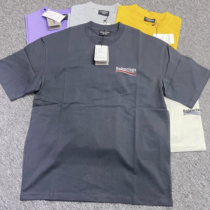 Áo tee BLCIAGA  wave logo chữ thêu cao cấp full tag túi, áo thun BLCAGA