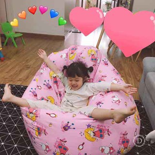 Ghế beanbag trái lê, Vải linen họa tiết, vải nhập Hàn Quốc, chất liệu thoáng, màu sắc tinh tế, đã gồm hạt mút bean
