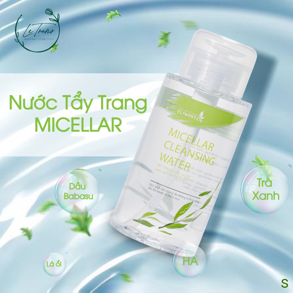 Nước tẩy trang trà xanh Eliwhite 320ml chính hãng làm sạch bụi bẩn cấp ẩm cho da