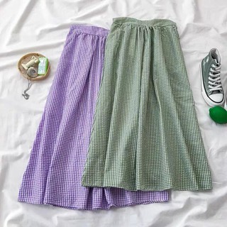 Chân váy caro midi vintage