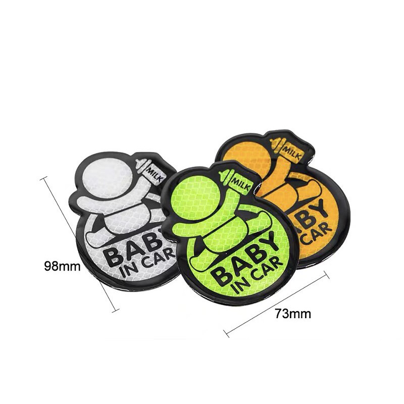 Decal PVC BABY IN CAR siêu cu te, Deacl phát quang(nhiều mẫu mã), Chống thấm nước, chống nắng, dễ quan sát trong tối