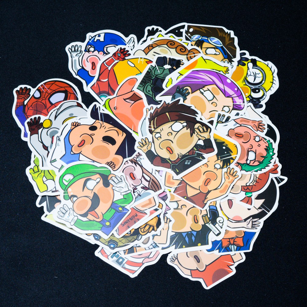 Bộ miếng dán sticker, stickers cao cấp nhiều chủ đề One Piece, WE ARE BEAR, POKEMON, MÈO, CORGI, PONY, PINK, ....