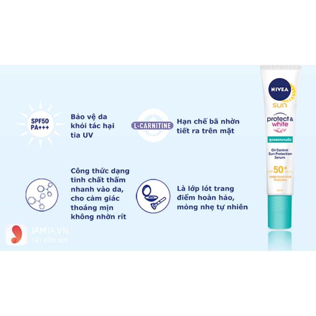 Tinh Chất Chống Nắng Nivea Giúp Dưỡng Trắng Và Kiểm Soát Dầu Spf50+ Pa+++ (30ml)