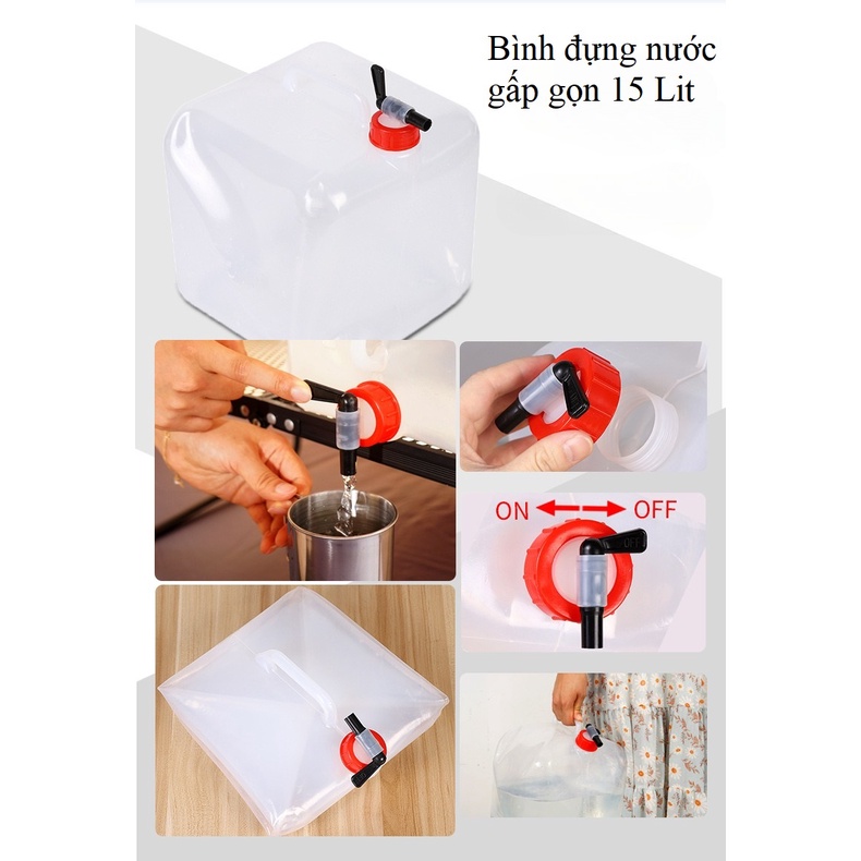 Bình đựng nước gấp gọn, bình chứa nước 10 lit, 15 lít cắm trại dã ngoại du lịch chính hãng CLS
