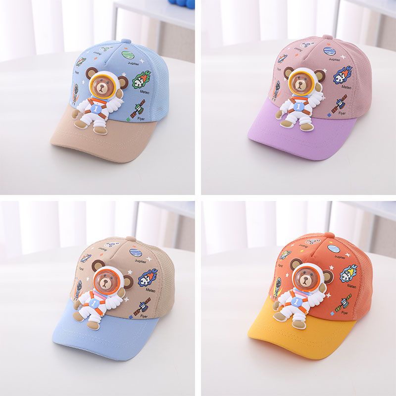 Mũ Lưỡi Trai Thêu Hình Gấu Phi Hành Gia Hoạt Hình Ba Chiều Phối Màu Dễ Thương Dành Cho Bé Trai Và Bé Gái