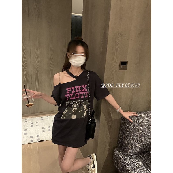 Áo Thun Tay Ngắn Hở Vai Thời Trang Phong Cách Hàn Quốc Cho Nữ