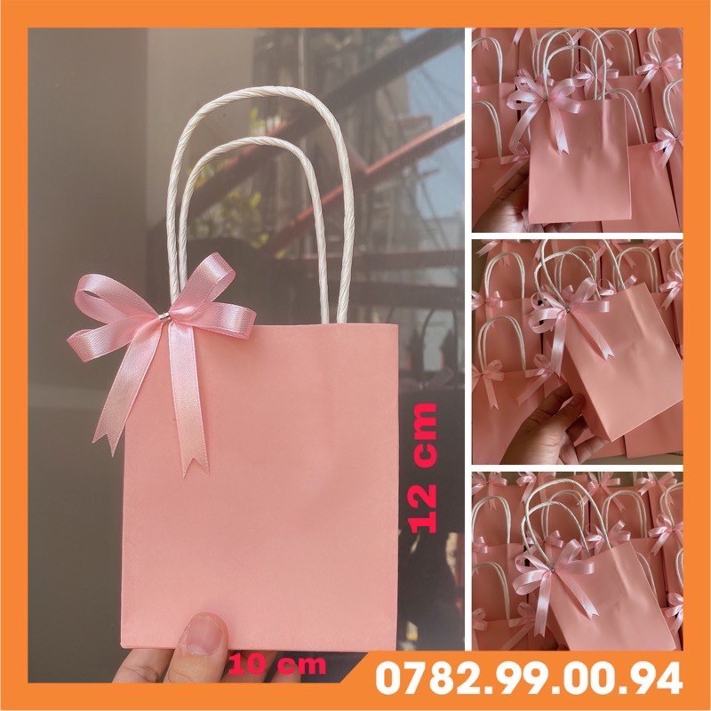 50 túi giấy kraft mini xinh xắn nhiều họa tiết dễ thương size ngang 10 cao 12 hông 6cm