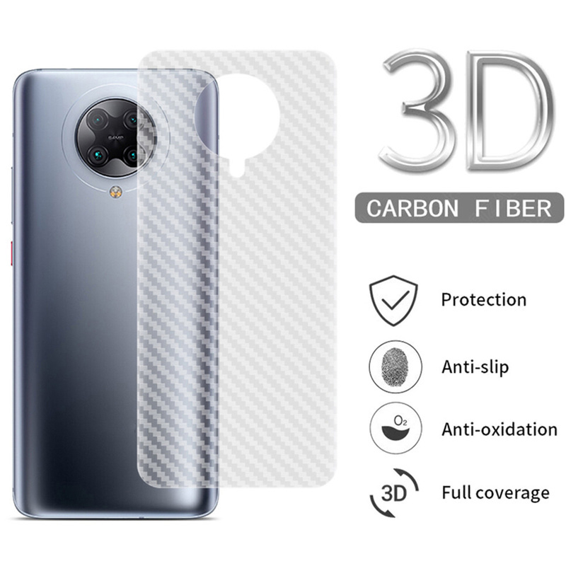 Carbon Fiber Back Film For Xiaomi Mi Note 10 10T 10 9T Pro Lite POCO X3 NFC Anti-Fingerprint Screen Protector Rear Fibre Protective Sticker