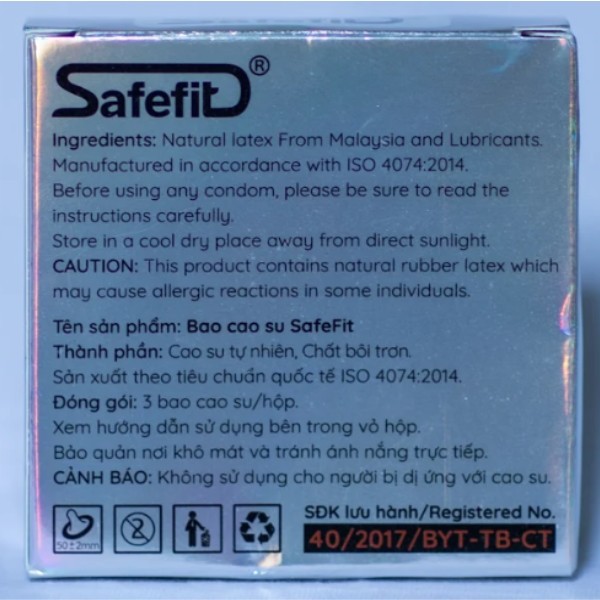 Bao cao su SafeFit siêu mỏng 003 hộp 3 cái