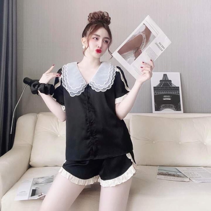 ❌CỔ 2 LÁ❌Đồ bộ đùi tiểu thư cổ hai lá, tiểu thư đùi cổ hai lá chất liệu satin ảnh thật kèm video