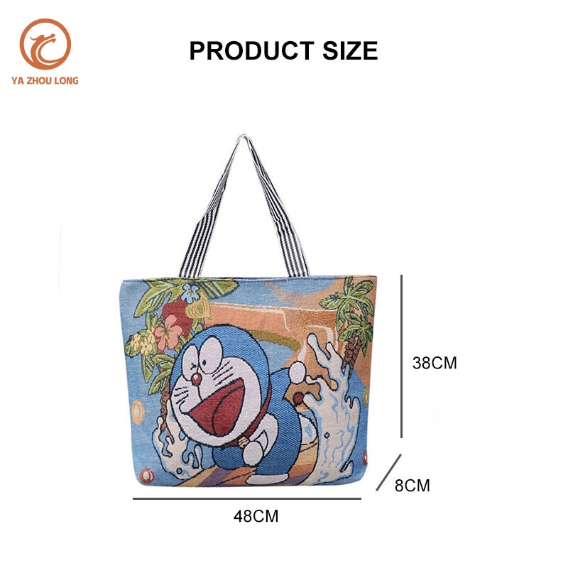 Menas Túi tote Đeo Vai Vải canvas Cỡ Lớn In Hoạt Hình Dễ Thương Cho Học Sinh
