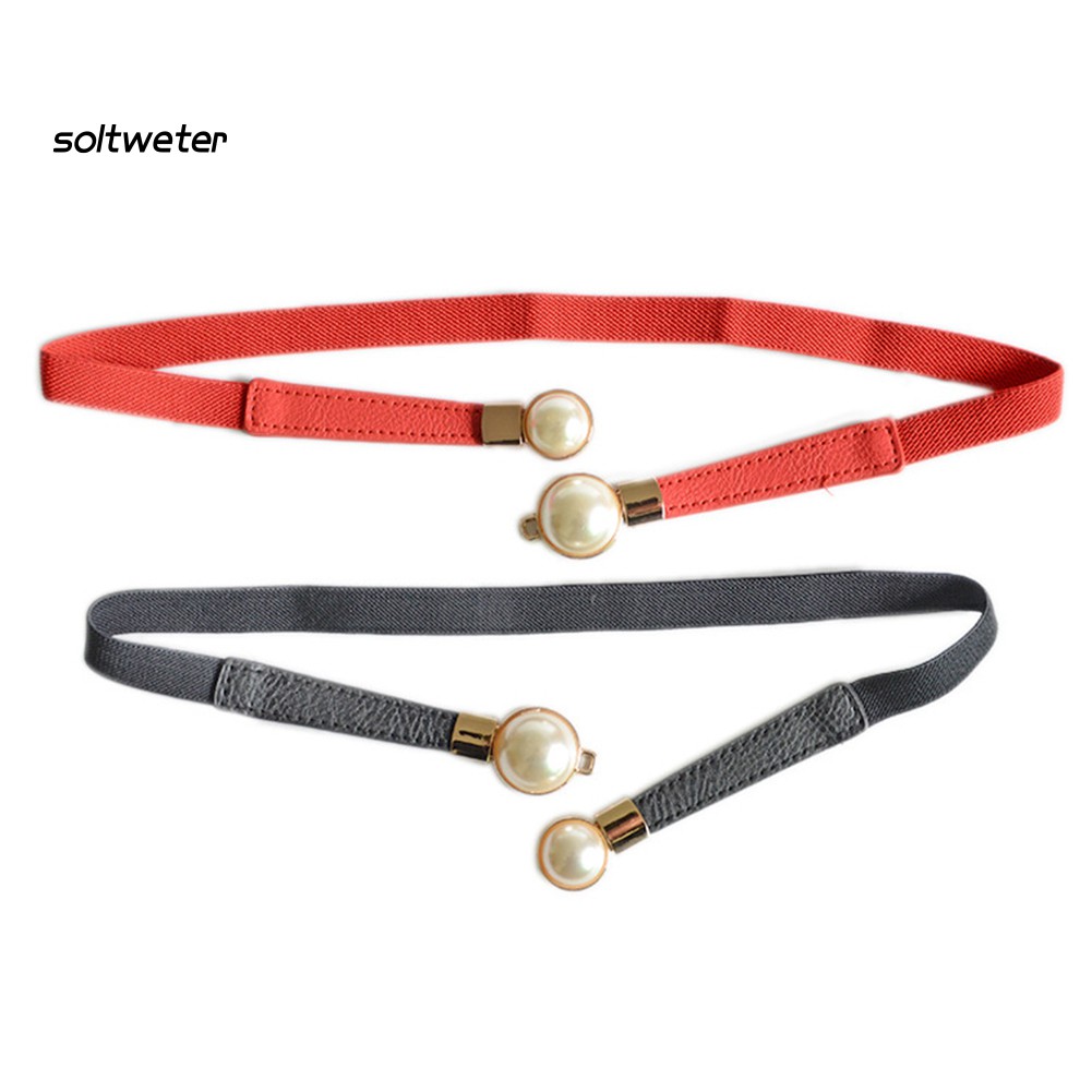 Thắt lưng thời trang nữ co giãn đính ngọc trai giả