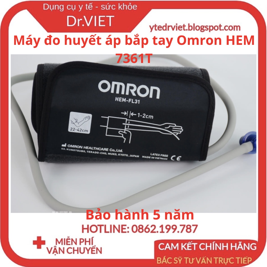 Máy Đo Huyết Áp Tự Động Omron HEM-7361T,AFIB - Cảnh báo rung tâm nhĩ,đo nhịp tim,huyết áp chính xác - Drviet