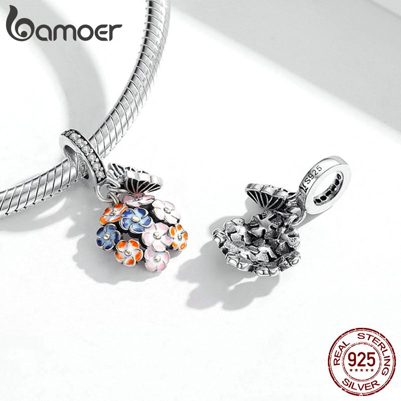 Hạt xỏ trang sức BAMOER SCC1702 bạc 925 nhiều màu sắc phong cách hoa sân vườn nhiều màu độc đáo