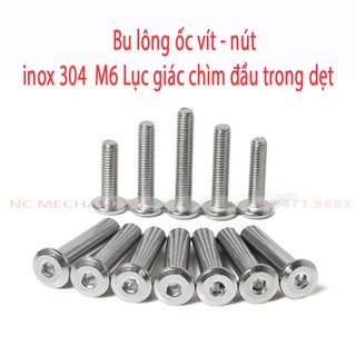 Bu lông ốc vít nút  inox 304  M6 Lục giác chìm đầu tròn dẹt
