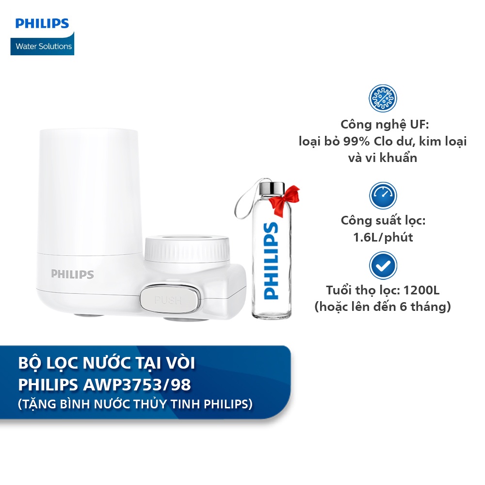 Bộ Combo 1 năm thiết bị lọc nước tại vòi Philips AWP3753/98 + 2 lõi lọc AWP315