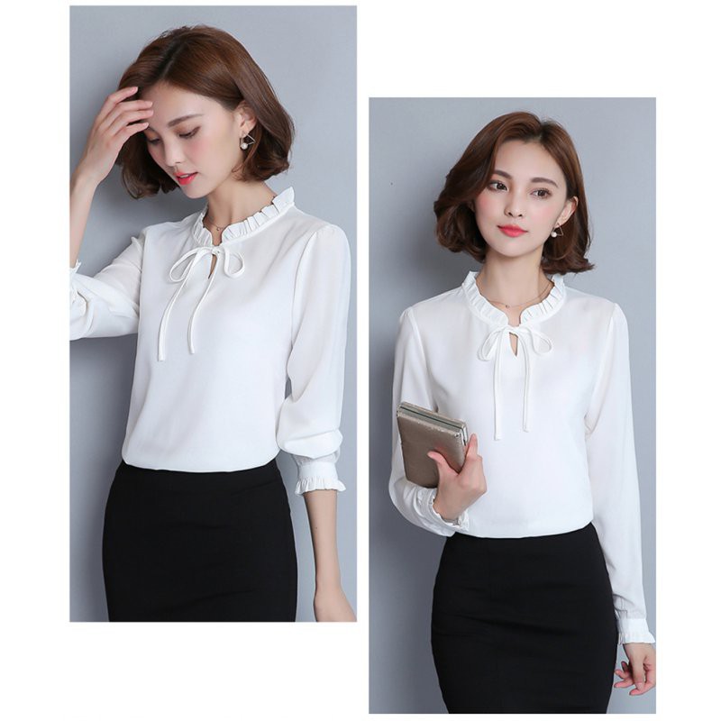 Áo tay dài phối dây thắt nơ thời trang thanh lịch