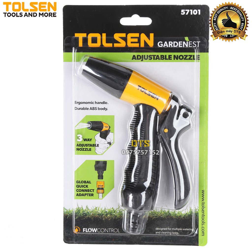 Vòi xịt rửa xe, vòi phun nước 1 tia tăng áp lực nước  TOLSEN, nhựa cao cấp ABS - Tiêu chuẩn Châu Âu
