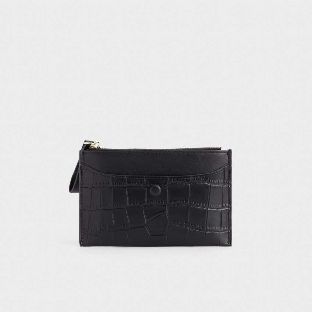 [Hb Gift] Ví Mini Cúc Tròn Khóa Kéo - Màu Đen