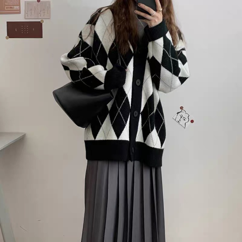 ✅ÁO LEN CARDIGAN QC HÌNH TRÁM 2 MÀU