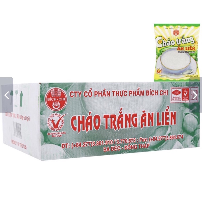 Thùng 30 gói Cháo trắng Bích Chi gói 100g